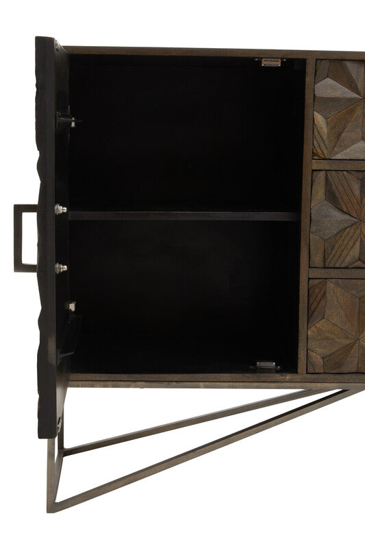 Solana Grey Washed Carved Mango Wood Sideboard