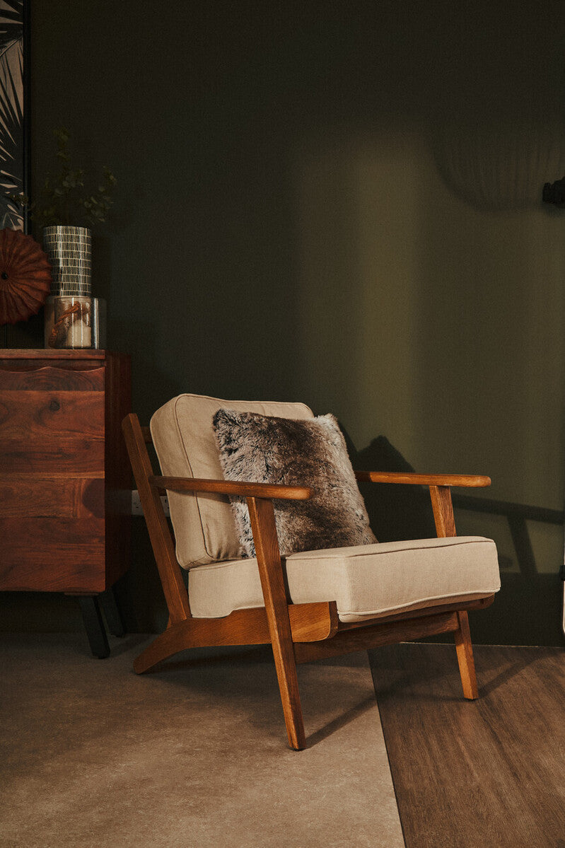 Hector Natural Linen & Oak Wood Armchair