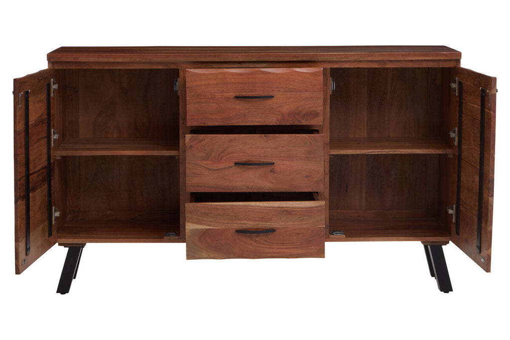 Nashik Large Acacia Acacia Wood Black Industrial Sideboard