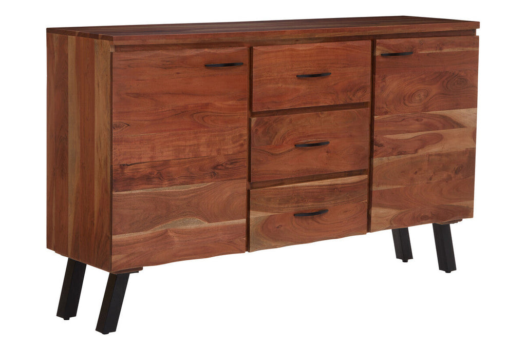 Nashik Large Acacia Acacia Wood Black Industrial Sideboard