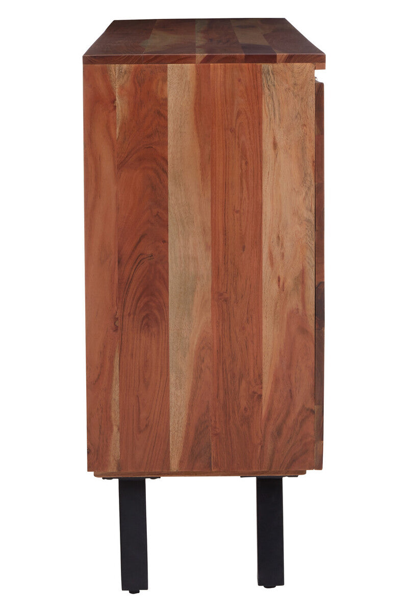 Nashik Large Acacia Acacia Wood Black Industrial Sideboard