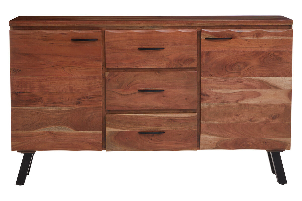 Nashik Large Acacia Acacia Wood Black Industrial Sideboard