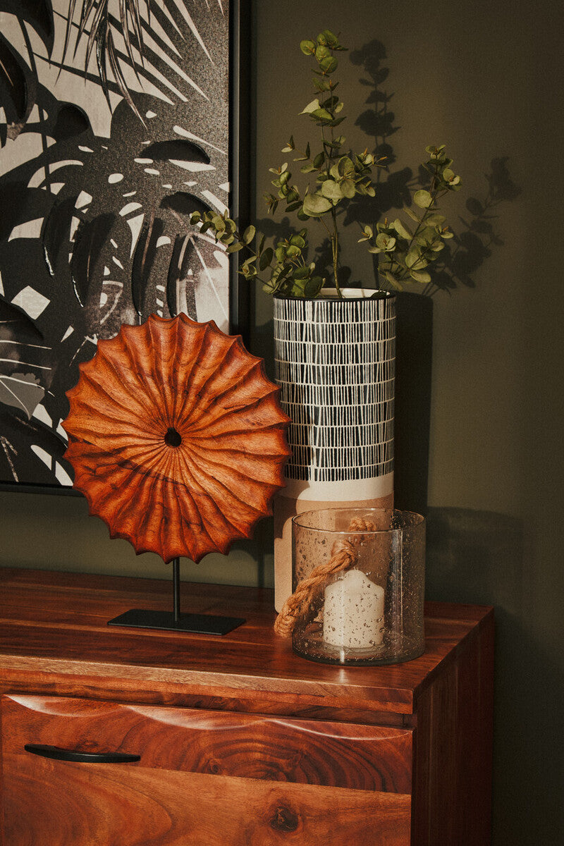 Nashik Large Acacia Acacia Wood Black Industrial Sideboard