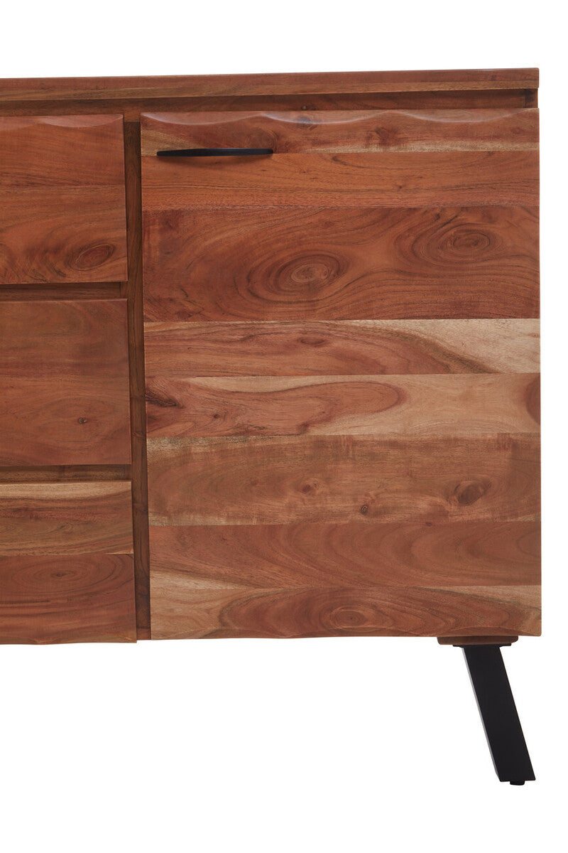 Nashik Large Acacia Acacia Wood Black Industrial Sideboard