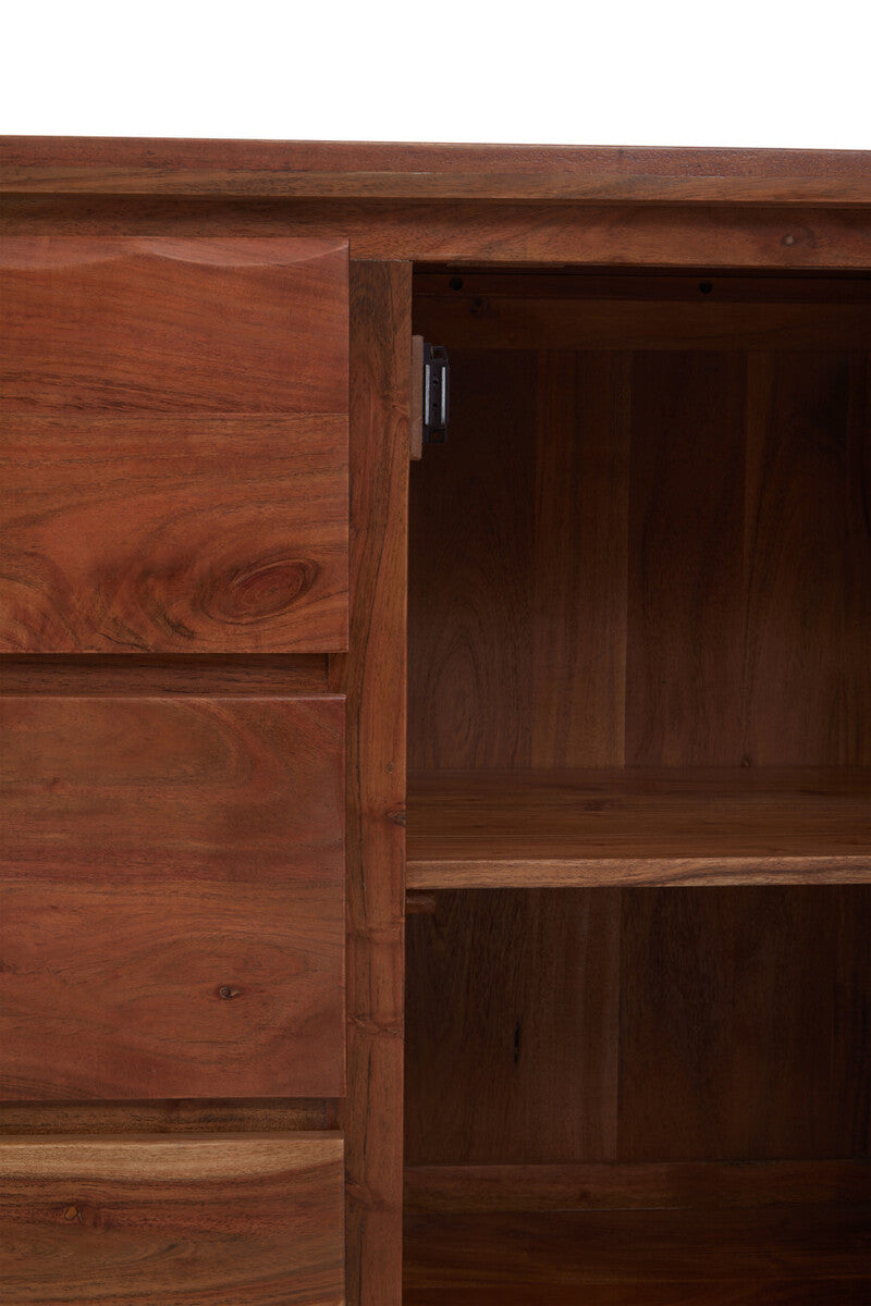 Nashik Large Acacia Acacia Wood Black Industrial Sideboard