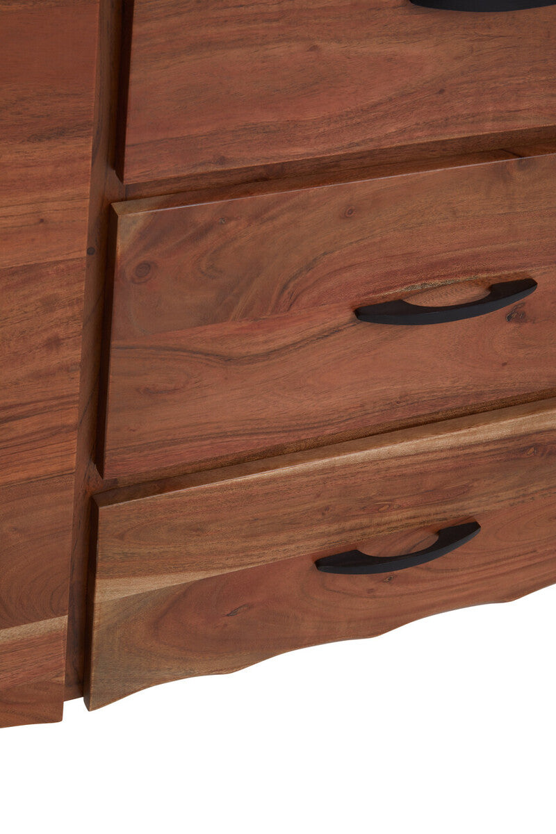 Nashik Large Acacia Acacia Wood Black Industrial Sideboard