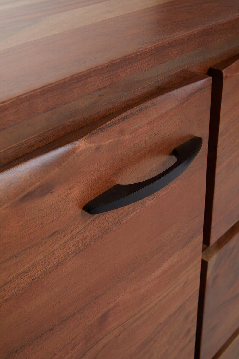 Nashik Large Acacia Acacia Wood Black Industrial Sideboard