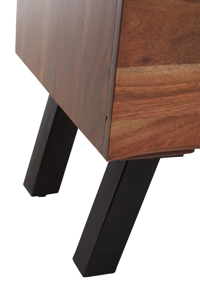Nashik Large Acacia Acacia Wood Black Industrial Sideboard