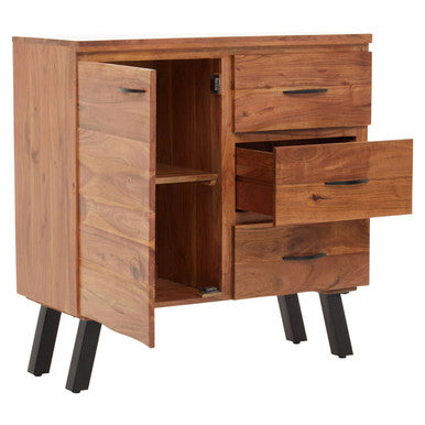 Nashik Small Acacia Acacia Wood Black Industrial Sideboard