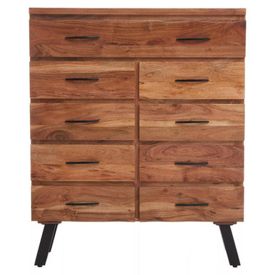 Nashik 9 Drawer Acacia Chest Acacia Wood Black Industrial