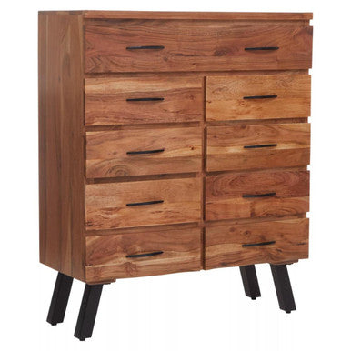 Nashik 9 Drawer Acacia Chest Acacia Wood Black Industrial