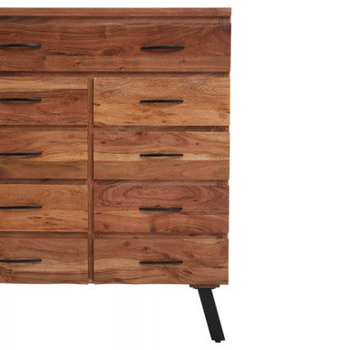 Nashik 9 Drawer Acacia Chest Acacia Wood Black Industrial