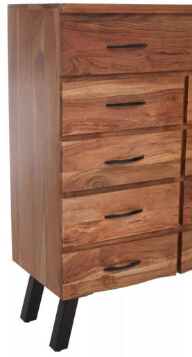 Nashik 9 Drawer Acacia Chest Acacia Wood Black Industrial