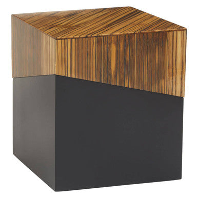 Two Tone Natural Bamboo Square Side Table With Dark Ebony Base, Gabor
