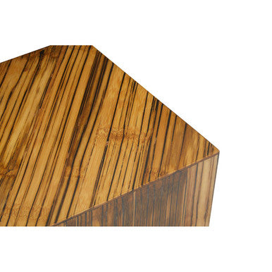 Two Tone Natural Bamboo Square Side Table With Dark Ebony Base, Gabor