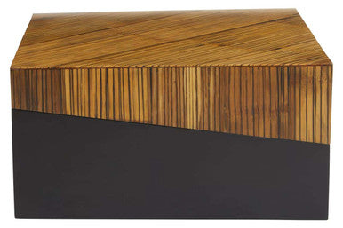Two Tone Natural Bamboo Square Coffee Table With Dark Ebony Base, Gabor