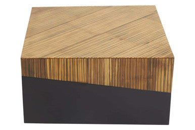 Two Tone Natural Bamboo Square Coffee Table With Dark Ebony Base, Gabor