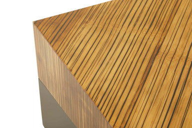 Two Tone Natural Bamboo Square Coffee Table With Dark Ebony Base, Gabor