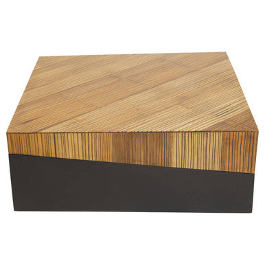 Two Tone Natural Bamboo Square Large Coffee Table With Dark Ebony Base, Gabor