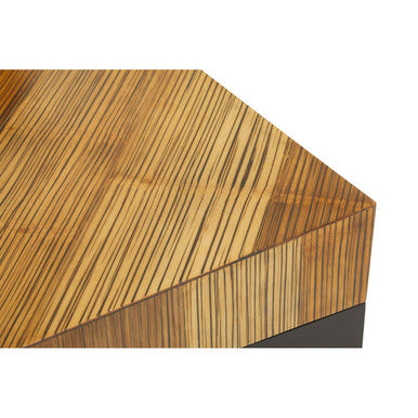 Two Tone Natural Bamboo Square Large Coffee Table With Dark Ebony Base, Gabor