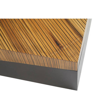Two Tone Natural Bamboo Square Large Coffee Table With Dark Ebony Base, Gabor