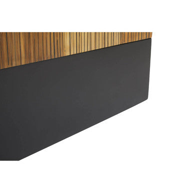 Two Tone Natural Bamboo Square Large Coffee Table With Dark Ebony Base, Gabor