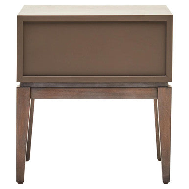 Antique Grey 1-Drawer Side Table With Wooden Legs & Black Metal Handle, Dimaro
