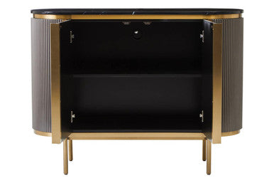 Dervio Grey Two Door Sideboard With Black Marble Top