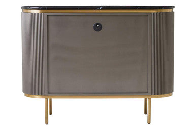 Dervio Grey Two Door Sideboard With Black Marble Top
