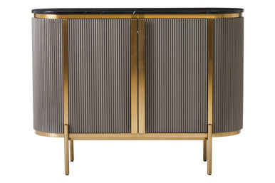 Dervio Grey Two Door Sideboard With Black Marble Top