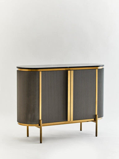 Dervio Grey Two Door Sideboard With Black Marble Top