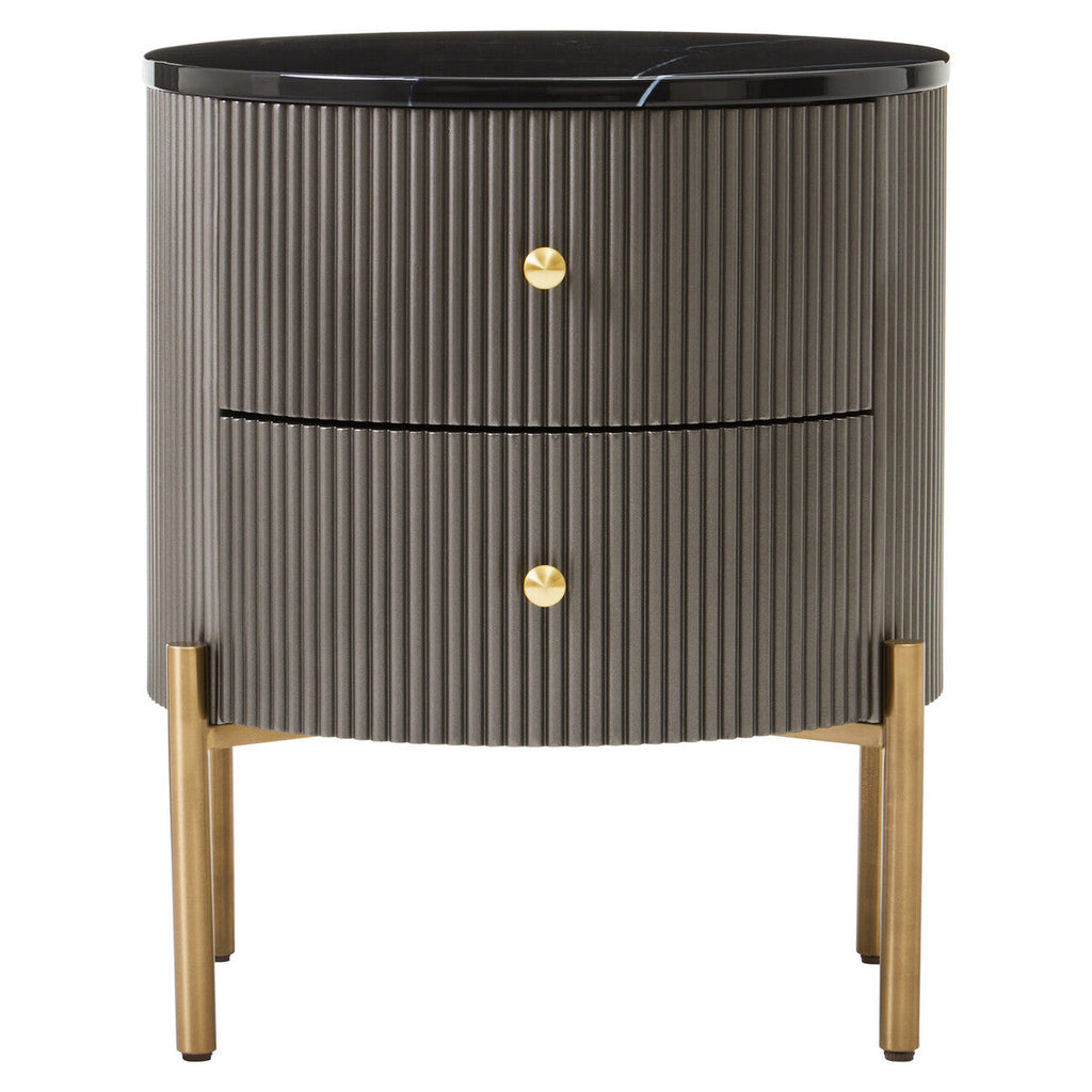 Dervio Grey Two Drawer Chest With Black Marble Top