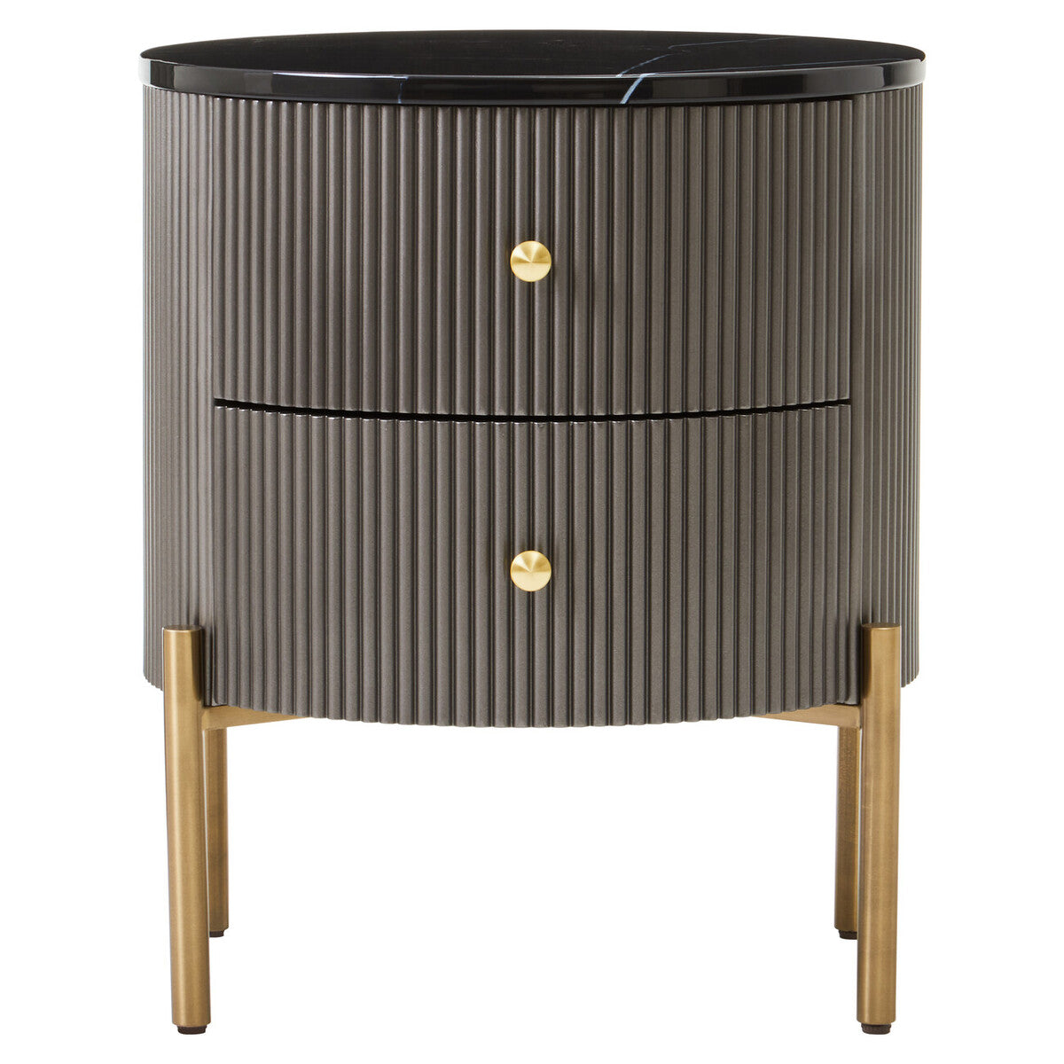Dervio Grey Two Drawer Chest With Black Marble Top