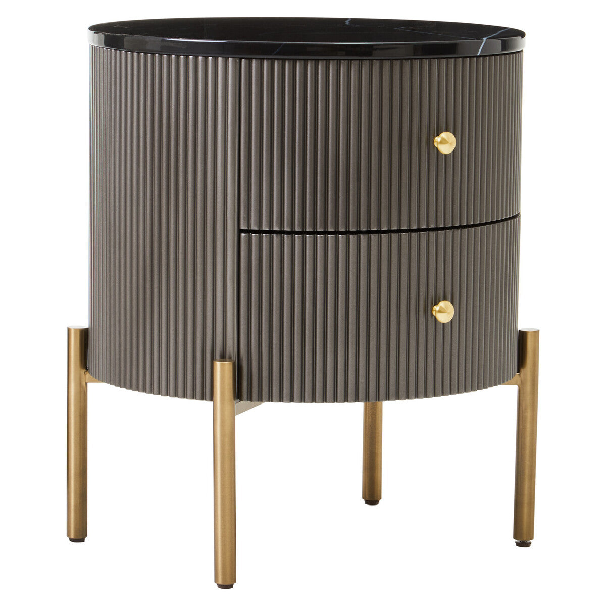 Dervio Grey Two Drawer Chest With Black Marble Top