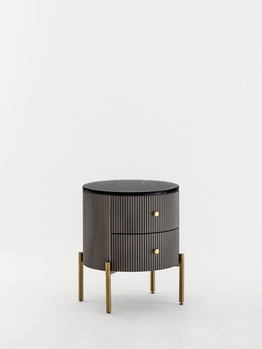 Dervio Grey Two Drawer Chest With Black Marble Top