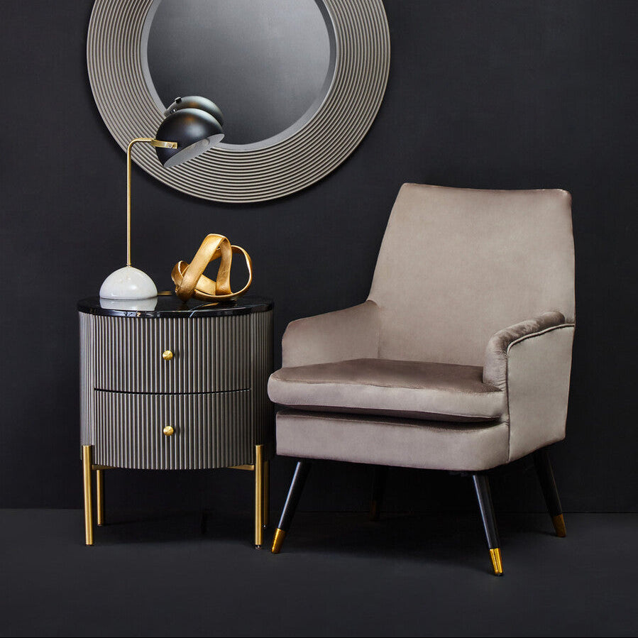 Dervio Grey Two Drawer Chest With Black Marble Top
