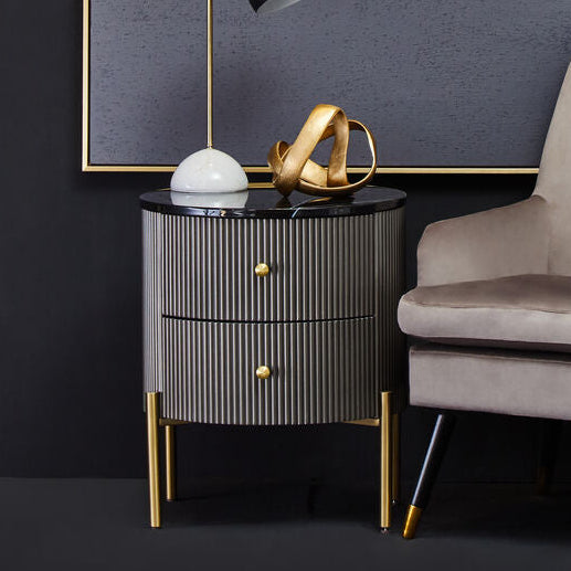 Dervio Grey Two Drawer Chest With Black Marble Top