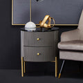 Dervio Grey Two Drawer Chest With Black Marble Top