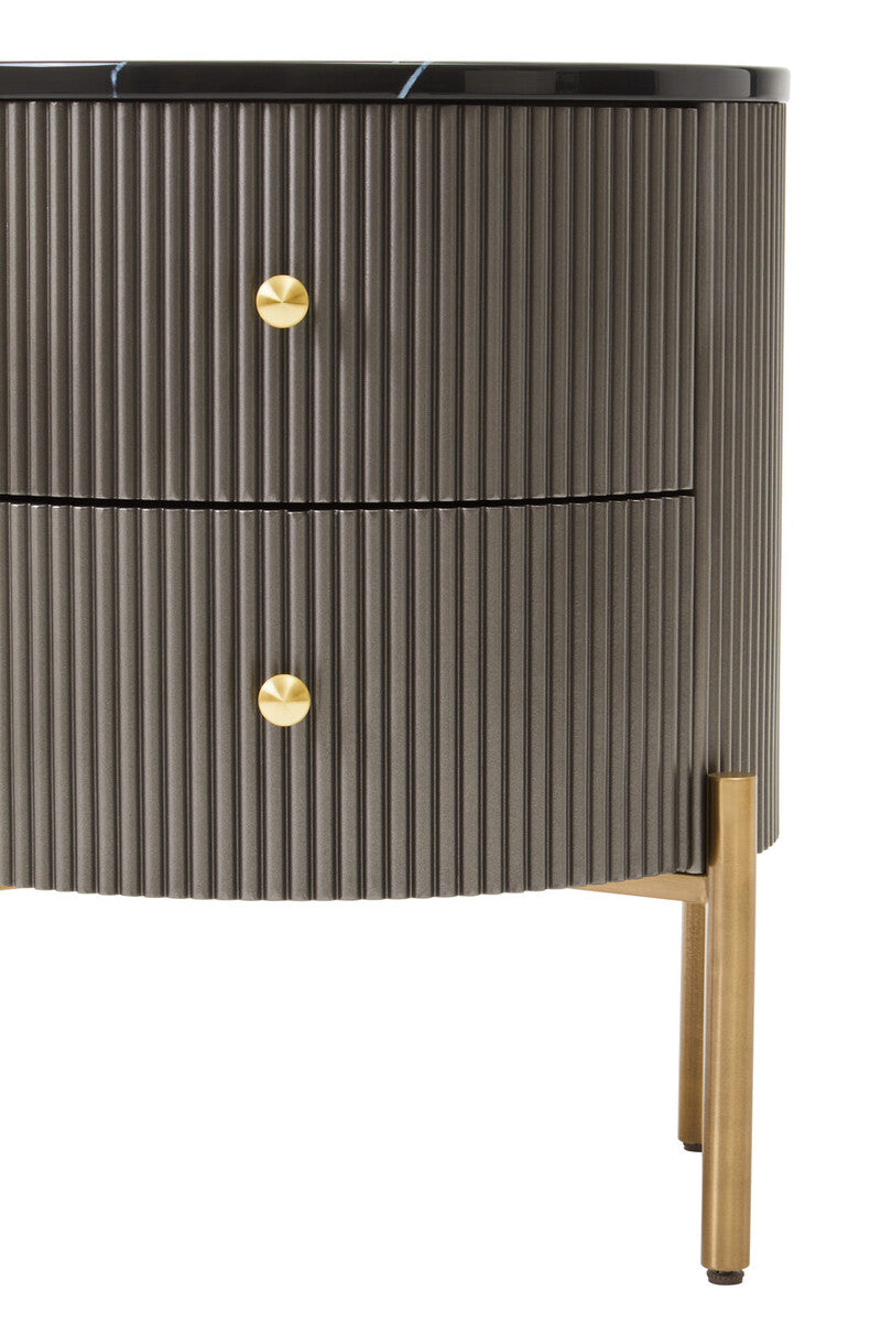Dervio Grey Two Drawer Chest With Black Marble Top