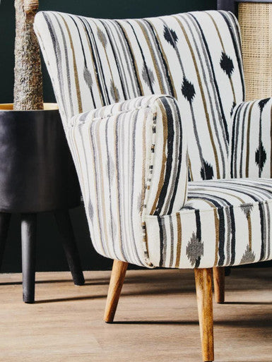 Cefena Black & White Chair With Flared Arms