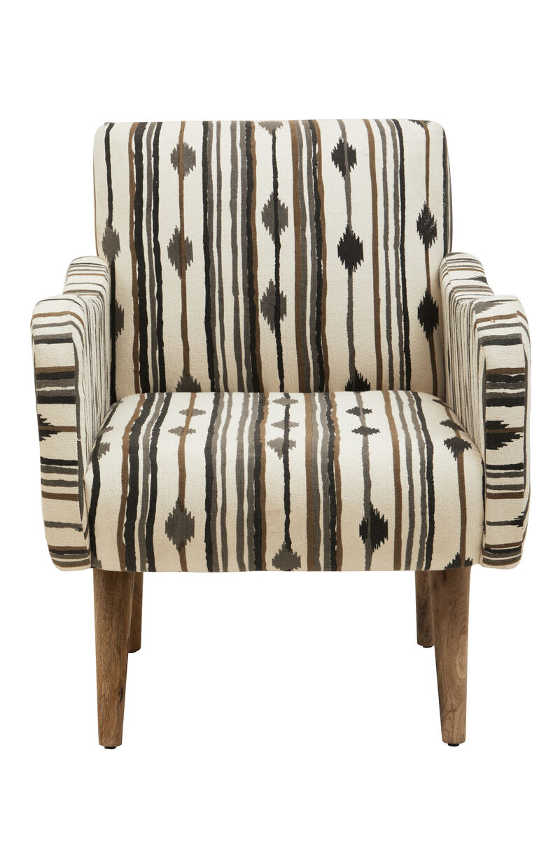 Cefena Black & White Chair With Straight Arms