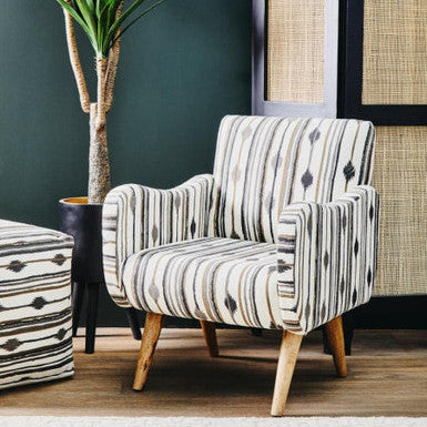 Cefena Black & White Chair With Straight Arms