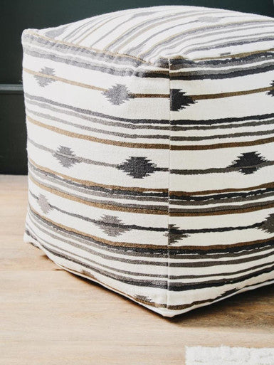 Cefena Square Pouffe White Contemporary