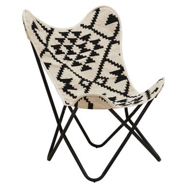 Cefena Black & White Butterfly Chair