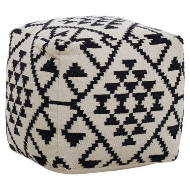 Cefena Square Black & White Patterned Pouffe