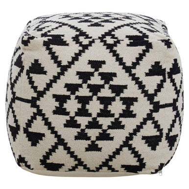 Cefena Square Black & White Patterned Pouffe