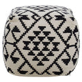 Cefena Square Black & White Patterned Pouffe