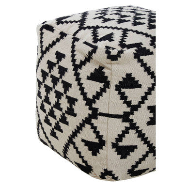 Cefena Square Black & White Patterned Pouffe