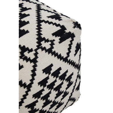 Cefena Square Black & White Patterned Pouffe