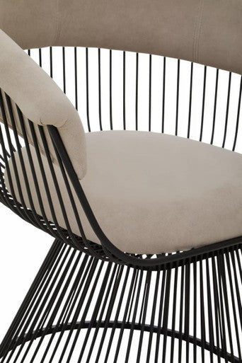 Vogue Mink Velvet & Black Frame Chair